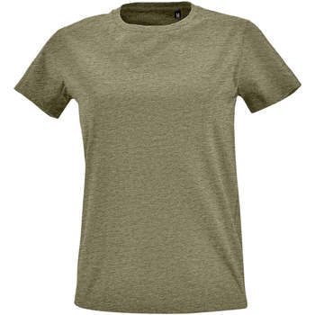 Textiel Dames T-shirts korte mouwen Sols Camiseta IMPERIAL FIT color Caqui Kaki