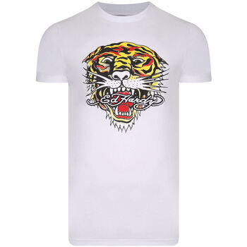 Textiel Heren T-shirts korte mouwen Ed Hardy Tiger mouth graphic t-shirt white Wit