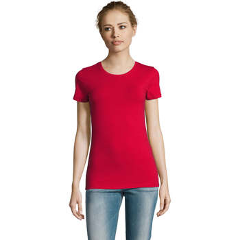 Textiel Dames T-shirts korte mouwen Sols Camiserta de mujer de cuello redondo Rood