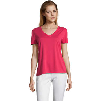 Textiel Dames T-shirts korte mouwen Sols MOTION camiseta de pico mujer Rosa