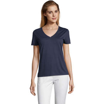 Textiel Dames T-shirts korte mouwen Sols MOTION camiseta de pico mujer Azul