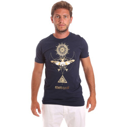 Textiel Heren T-shirts korte mouwen Roberto Cavalli HST65B Blauw