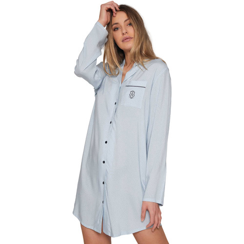 Textiel Dames Pyjama's / nachthemden Admas Nachthemd met lange mouwen Winter Ocean Blauw