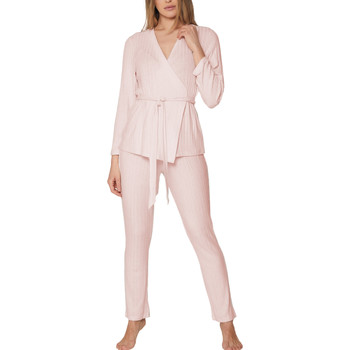 Textiel Dames Pyjama's / nachthemden Admas Pyjama's indoor outfit broek top double-breasted Elegant Line Roze