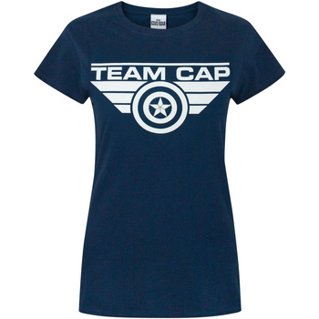 Textiel Dames T-shirts met lange mouwen Captain America  Blauw