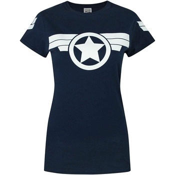 Textiel Dames T-shirts met lange mouwen Captain America  Blauw