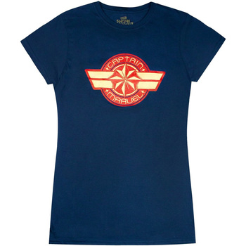 Textiel Dames T-shirts met lange mouwen Captain Marvel  Blauw