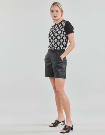 Karl Lagerfeld PERFORATED FAUX LEATHER SHORTS Zwart