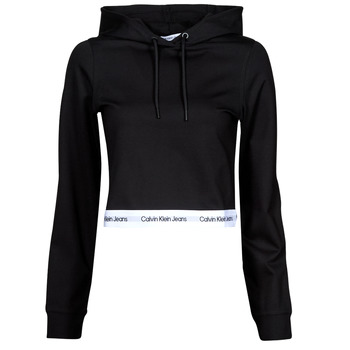 Textiel Dames Sweaters / Sweatshirts Calvin Klein Jeans CONTRAST TAPE MILANO HOODIE Zwart