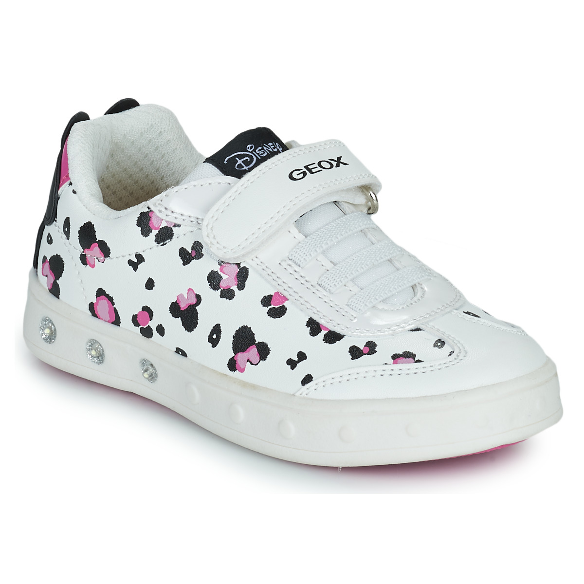 Schoenen Meisjes Lage sneakers Geox J SKYLIN GIRL Wit / Zwart / Roze