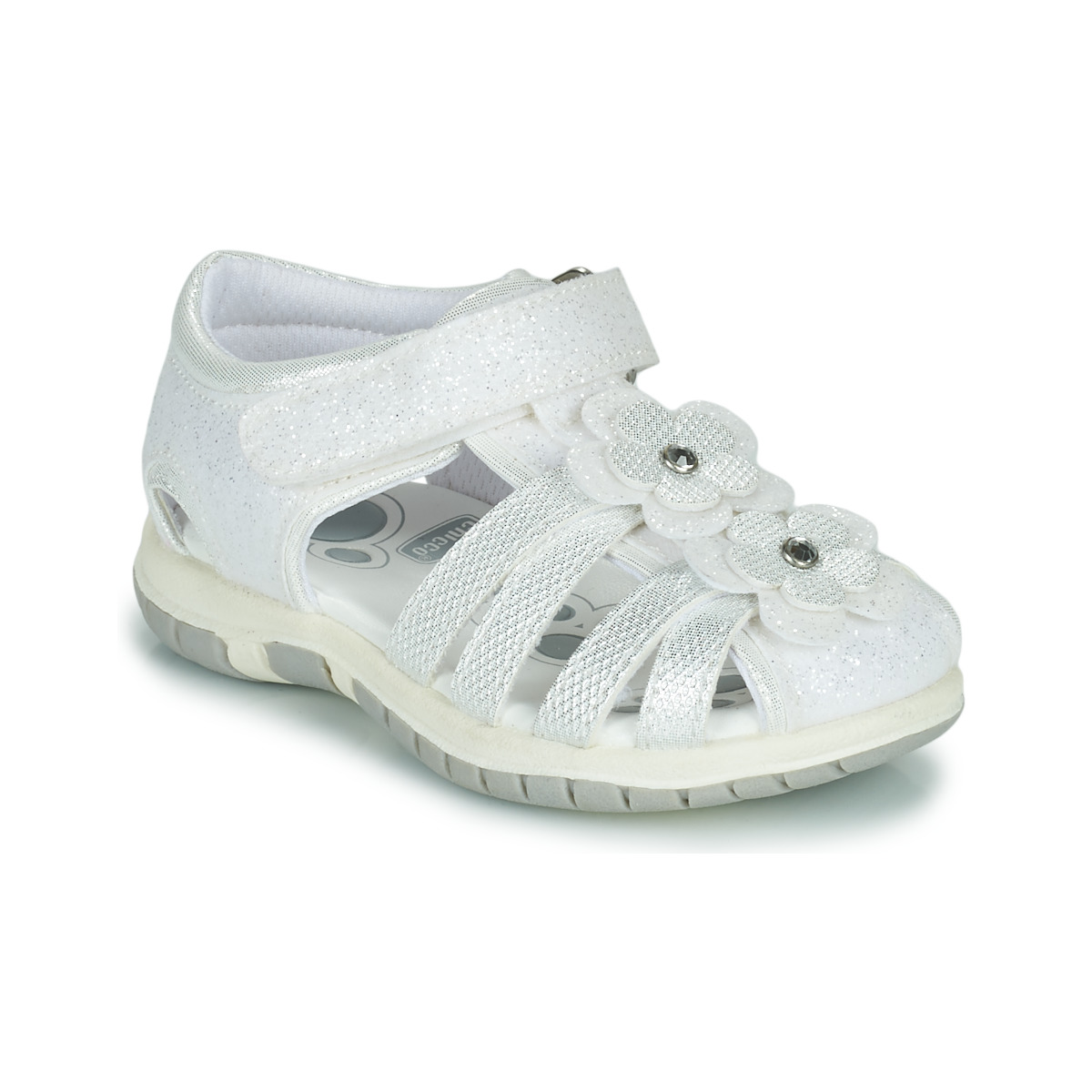 Schoenen Meisjes Sandalen / Open schoenen Chicco FIORDALISO Wit / Zilver