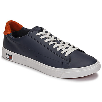 Tommy Jeans Leather Low Cut Vulc Blauw