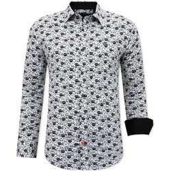 Textiel Heren Overhemden lange mouwen Tony Backer Luxe Satijn Dierenprint Zwart, Wit