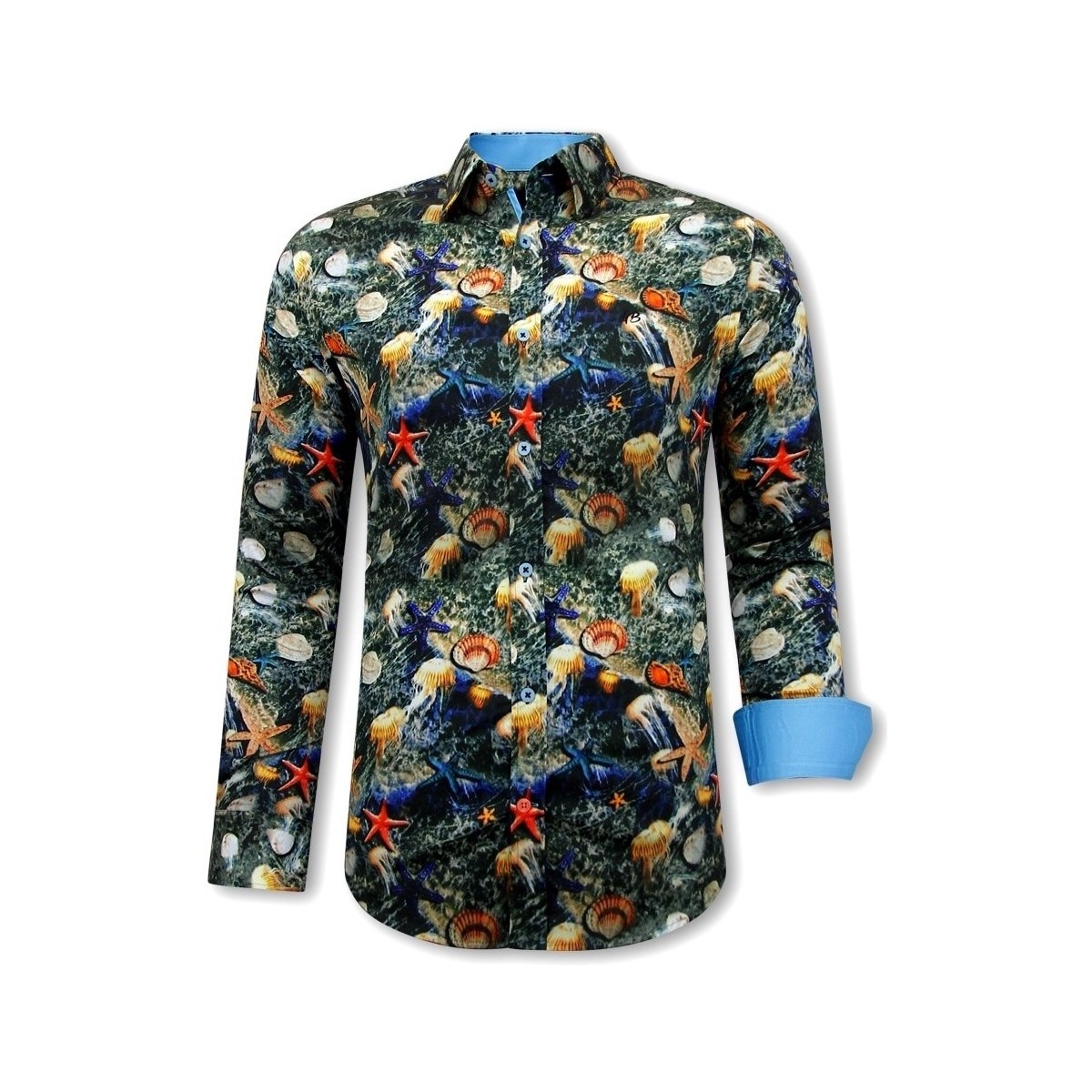 Textiel Heren Overhemden lange mouwen Tony Backer Luxe Satijn Kleurrijke Print Multicolour