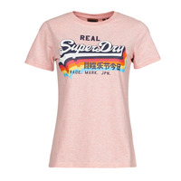 Textiel Dames T-shirts korte mouwen Superdry VL TEE Shell / Roze