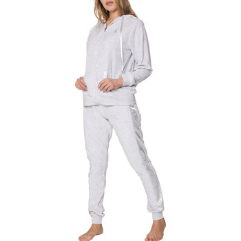 Textiel Dames Pyjama's / nachthemden Admas Binnen velours pyjama broek jas capuchon Sport Home Grijs