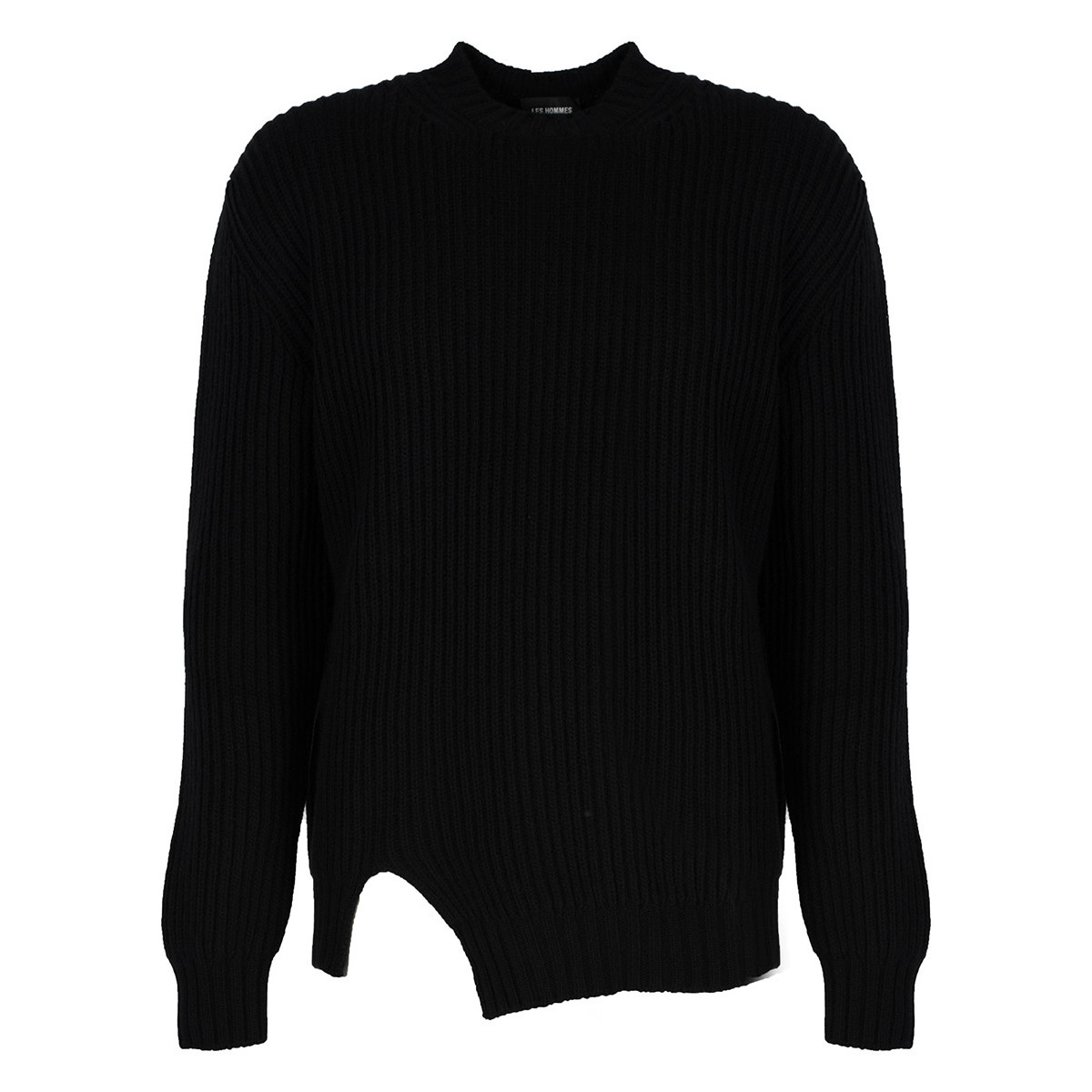 Textiel Heren Truien Les Hommes LHK108 647U | Round Neck Asymetric Sweater Zwart