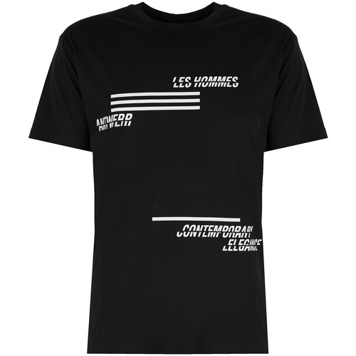Textiel Heren T-shirts korte mouwen Les Hommes LJT208-700P | Contemporary Elegance Zwart