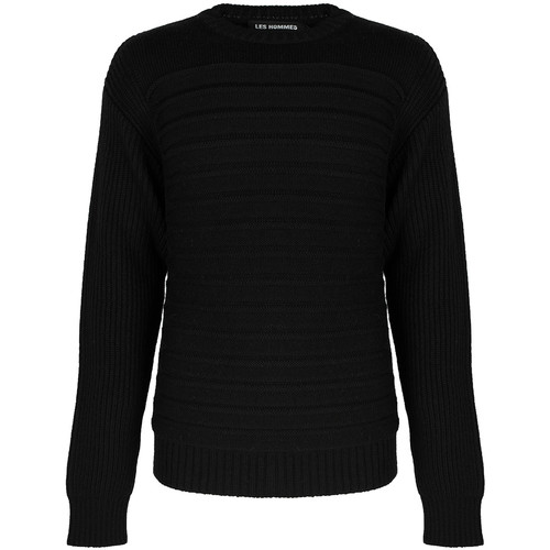 Textiel Heren Truien Les Hommes LJK402-660U | Round Neck Sweater with Pleats Zwart