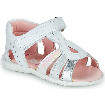 Schoenen Meisjes Sandalen / Open schoenen Pablosky TASCAL Wit / Zilver / Roze