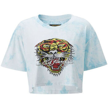 Textiel Heren T-shirts korte mouwen Ed Hardy Los tigre grop top turquesa Blauw