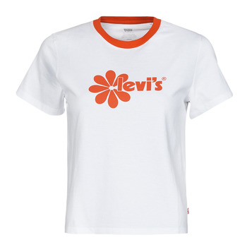 Textiel Dames T-shirts korte mouwen Levi's GRAPHIC JORDIE TEE Poster / Logo / Daisy / Chest / Hit / Wit / Oranje / Rib