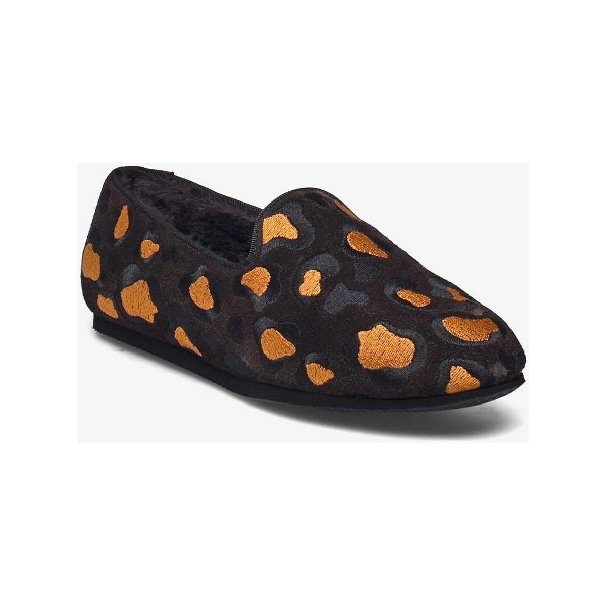 Schoenen Dames Sloffen Hums leopard suede loafer brown AW2001 Bruin