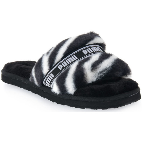 Schoenen Dames Leren slippers Puma 01 FLUFF WILD Zwart