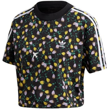 Textiel Dames T-shirts & Polo’s adidas Originals Crop top Allover Print Multicolour