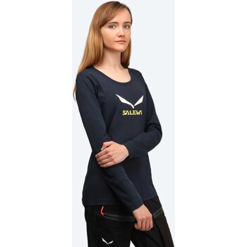 Textiel Dames T-shirts met lange mouwen Salewa Solidlogo CO W L/S Tee 25280-3991 Blauw