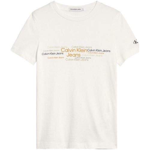 Textiel Jongens T-shirts korte mouwen Calvin Klein Jeans  Wit