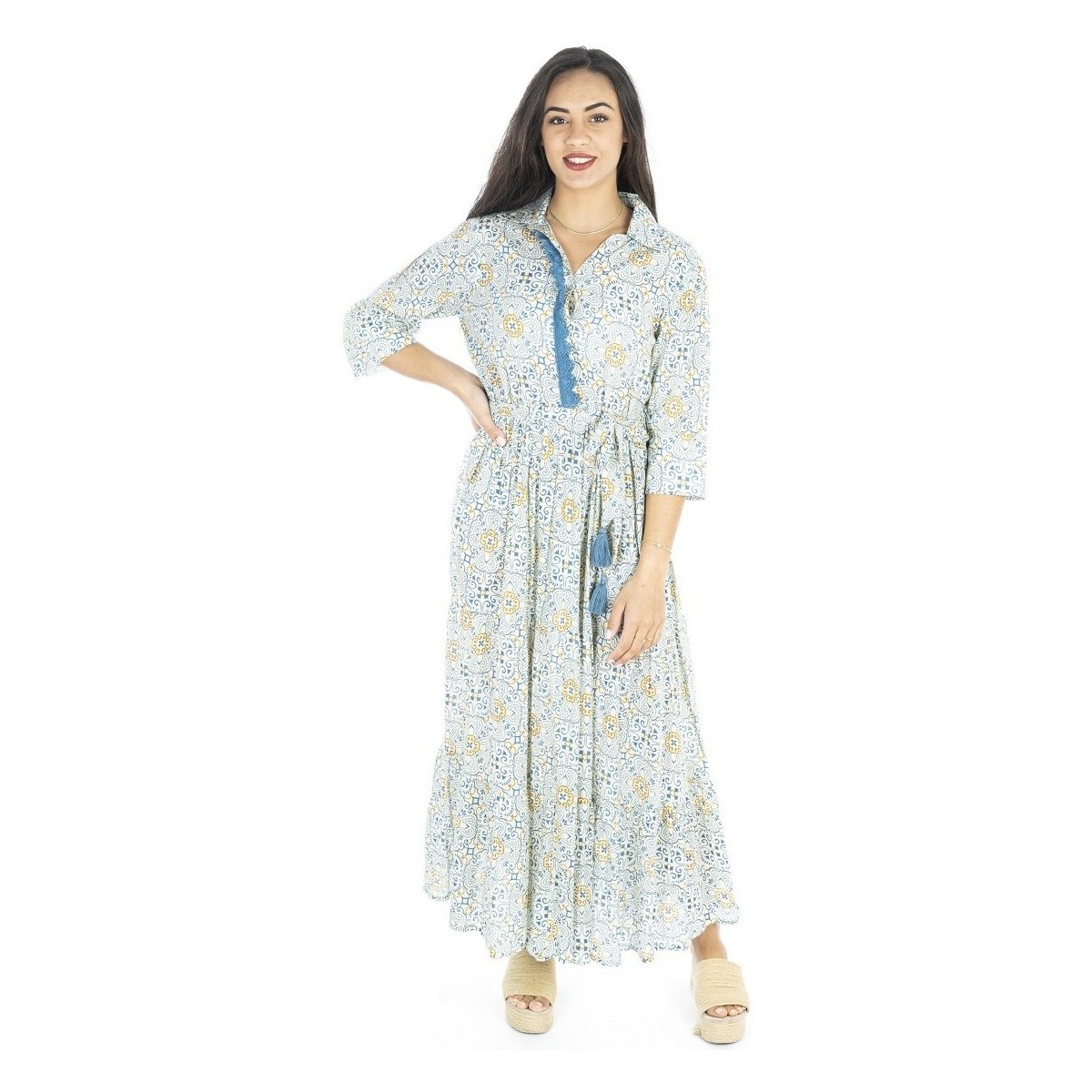 Textiel Dames Lange jurken Isla Bonita By Sigris Lange Midi-Jurk Beige