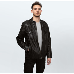 Textiel Heren Jasjes / Blazers Cameleon Men's Leather Jacket K2922 Zwart