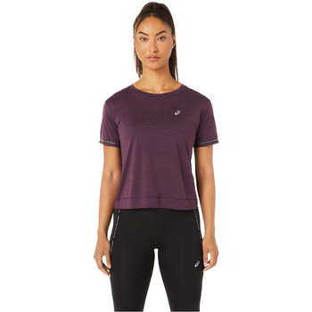 Textiel Dames T-shirts korte mouwen Asics Race Crop Top Violet
