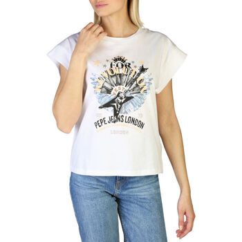 Textiel Dames T-shirts korte mouwen Pepe jeans - caroline_pl505158 Wit