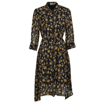 Textiel Dames Korte jurken Les Petites Bombes COLETTE Zwart / Geel / Mosterd
