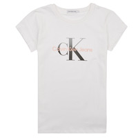 Textiel Meisjes T-shirts korte mouwen Calvin Klein Jeans GRADIENT MONOGRAM T-SHIRT Wit
