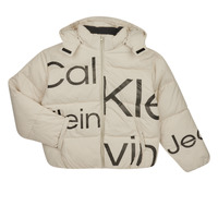 Textiel Meisjes Dons gevoerde jassen Calvin Klein Jeans BOLD INSTITUTIONAL LOGO PUFFER JACKET Wit