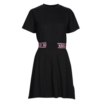 Textiel Dames Korte jurken Karl Lagerfeld JERSEY DRESS W/LOGO WAIST Zwart