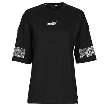 Textiel Dames T-shirts korte mouwen Puma PUMA POWER SAFARI Zwart / Wit
