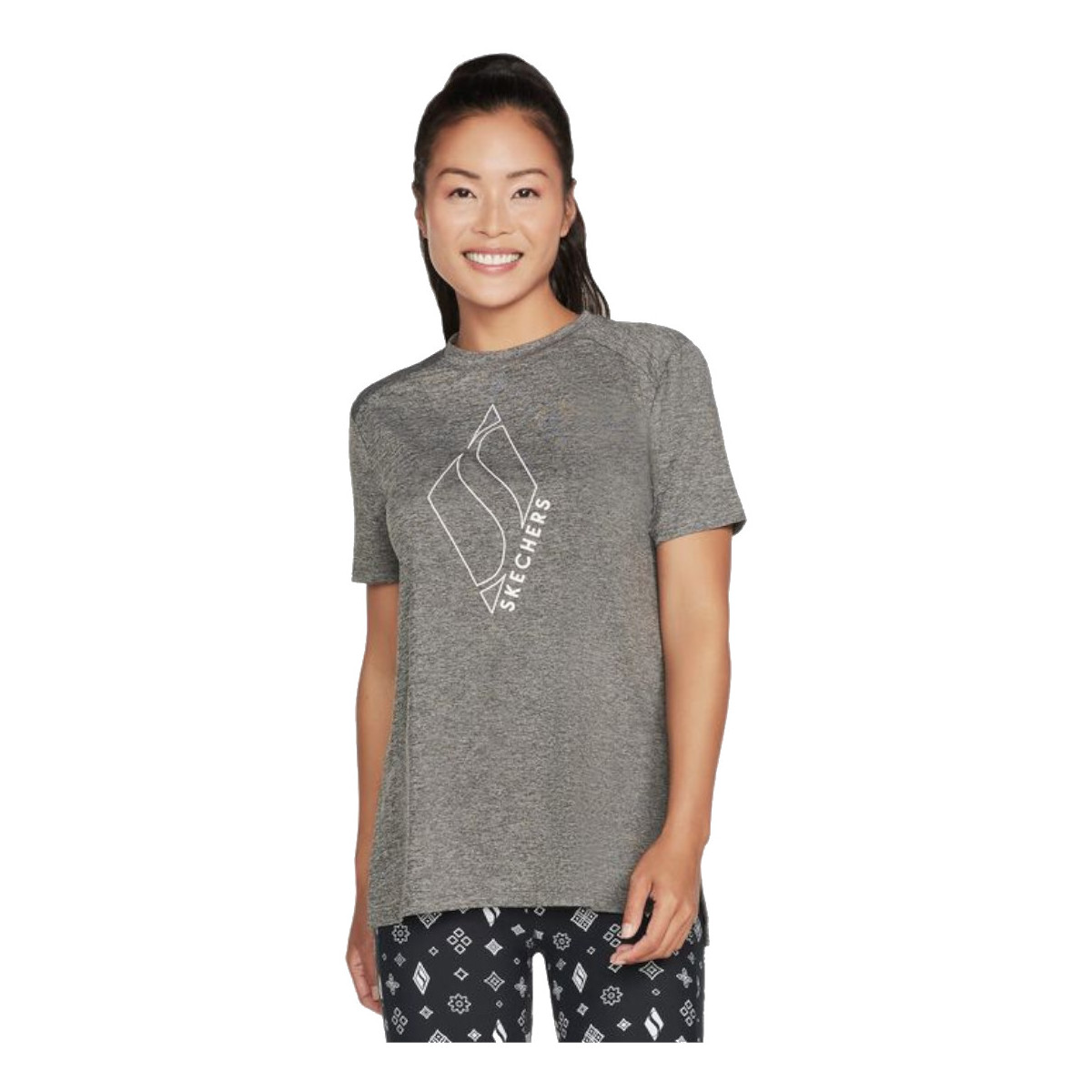 Textiel Dames T-shirts korte mouwen Skechers Diamond Blissful Tee Grijs