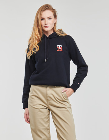 Textiel Dames Sweaters / Sweatshirts Tommy Hilfiger REG MONOGRAM EMB HOODIE LS Marine
