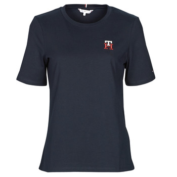 Textiel Dames T-shirts korte mouwen Tommy Hilfiger REG MONOGRAM EMB C-NK SS Marine
