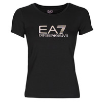 Textiel Dames T-shirts korte mouwen Emporio Armani EA7 8NTT66 Zwart / Logo / Iris / Arc / En