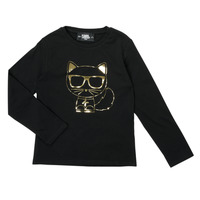 Textiel Meisjes T-shirts met lange mouwen Karl Lagerfeld  Zwart