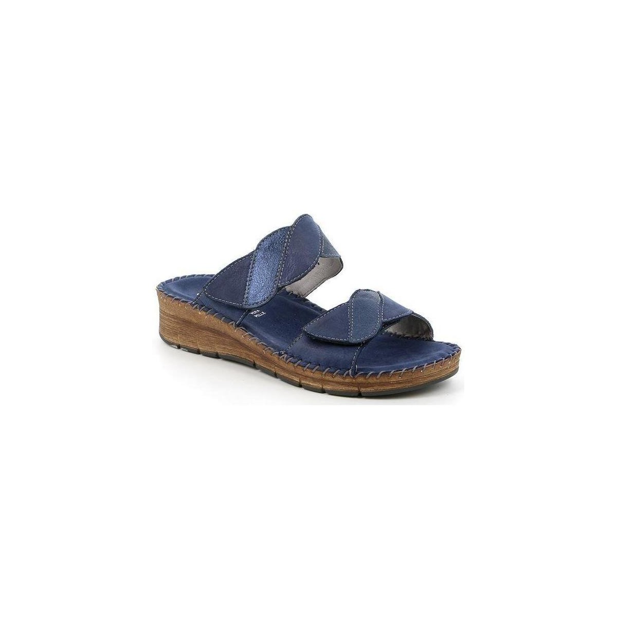 Schoenen Dames Leren slippers Grunland DSG-CI3001 Blauw