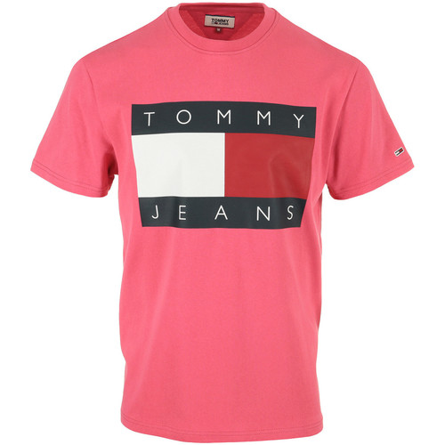 Hilfiger Flag Tee Roze - Textiel T-shirts korte mouwen Heren € 44,99