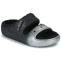 Schoenen Dames Leren slippers Crocs CLASSIC COZZZY GLITTER SANDAL Zwart / Zilver