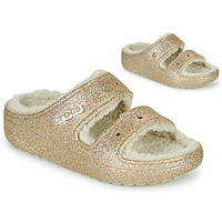 Schoenen Dames Leren slippers Crocs CLASSIC COZZZY GLITTER SANDAL Goud