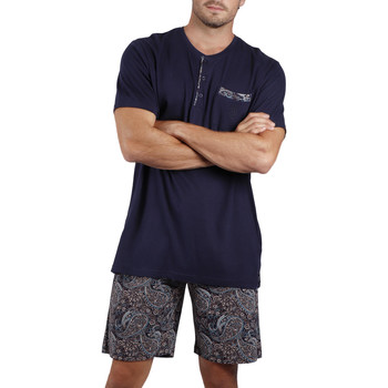 Textiel Heren Pyjama's / nachthemden Admas Pyjamashort t-shirt Cachemire Blauw